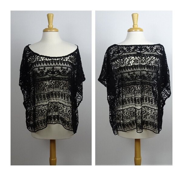 TORRID Women's Lace Crochet Top Pullover Blouse Topper Swim Cover-Up Black 4X 4 - Picture 3 of 12
